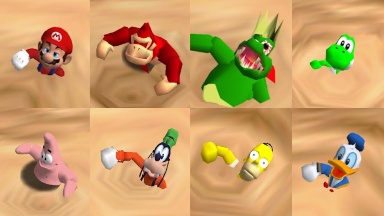 Подборка смертей всех персонажей в Super Mario 64 от Quicksand