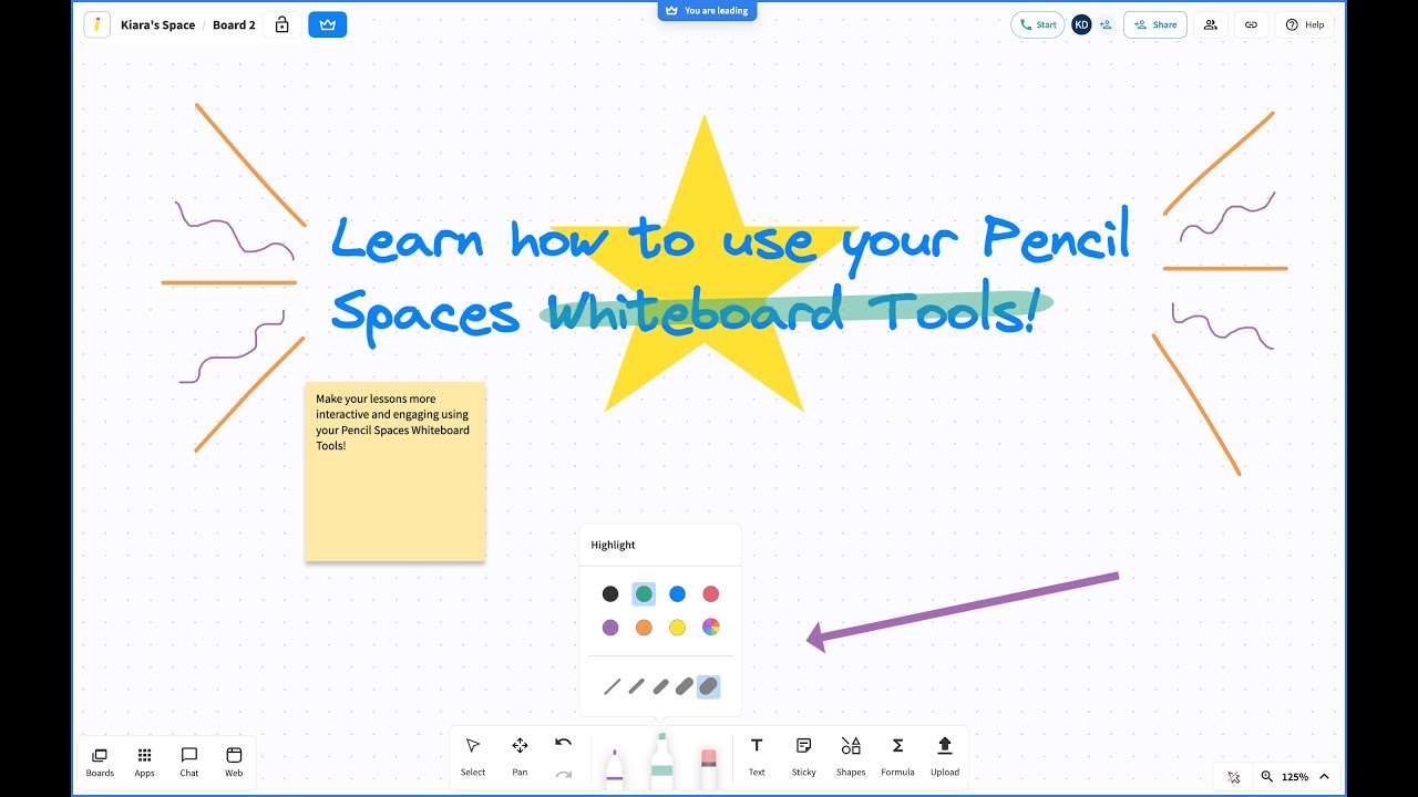 How to use the Whiteboard Tools in Pencil Spaces | Pencil Spaces Tutorials