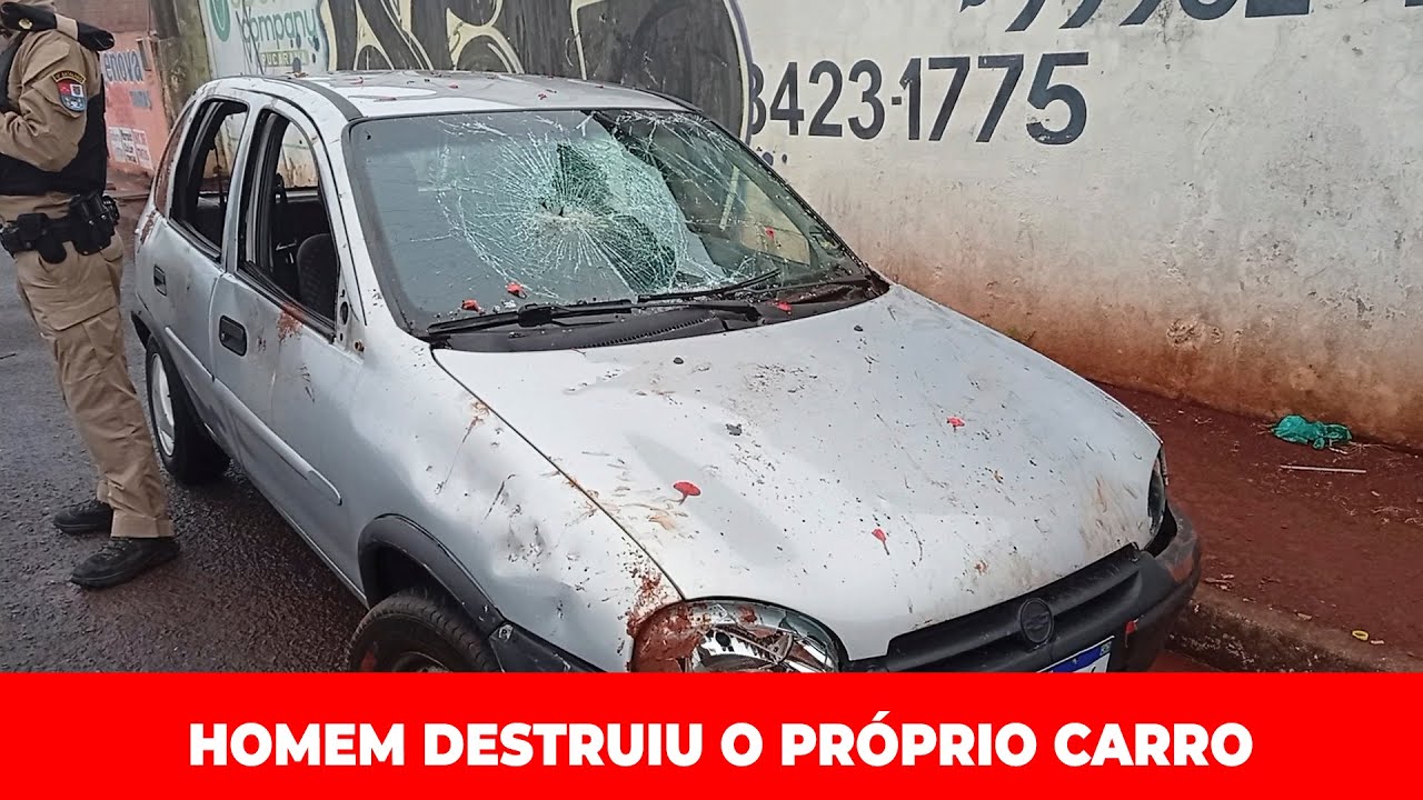 HOMEM DESTRÓI O PRÓPRIO CARRO APÓS ACIDENTE EM APUCARANA