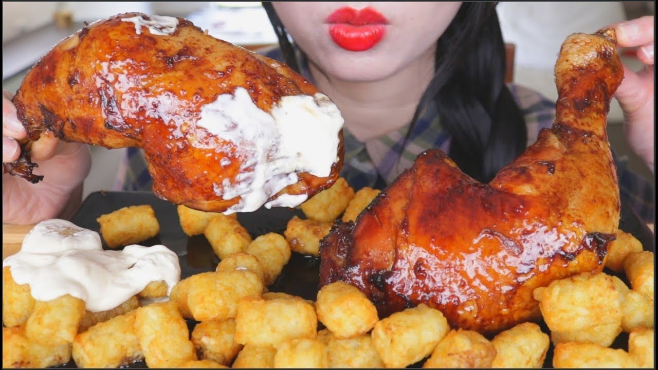 ASMR BULGOGI CHICKEN DRUMSTICK LEG | POTATO GEMS | EATING SOUNDS | NO TALKING