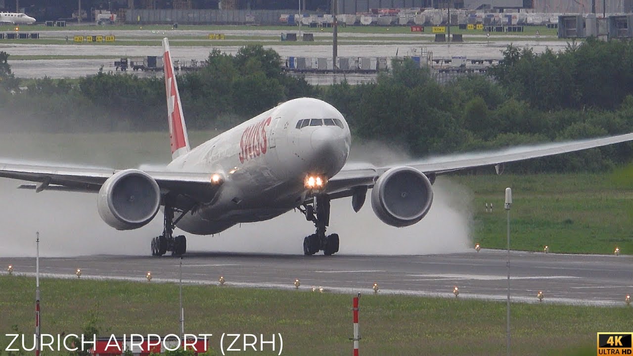 🇨🇭 Zurich EXTREME RAIN and WET Runway Plane Departures | Zurich Airport (ZRH/LSZH)