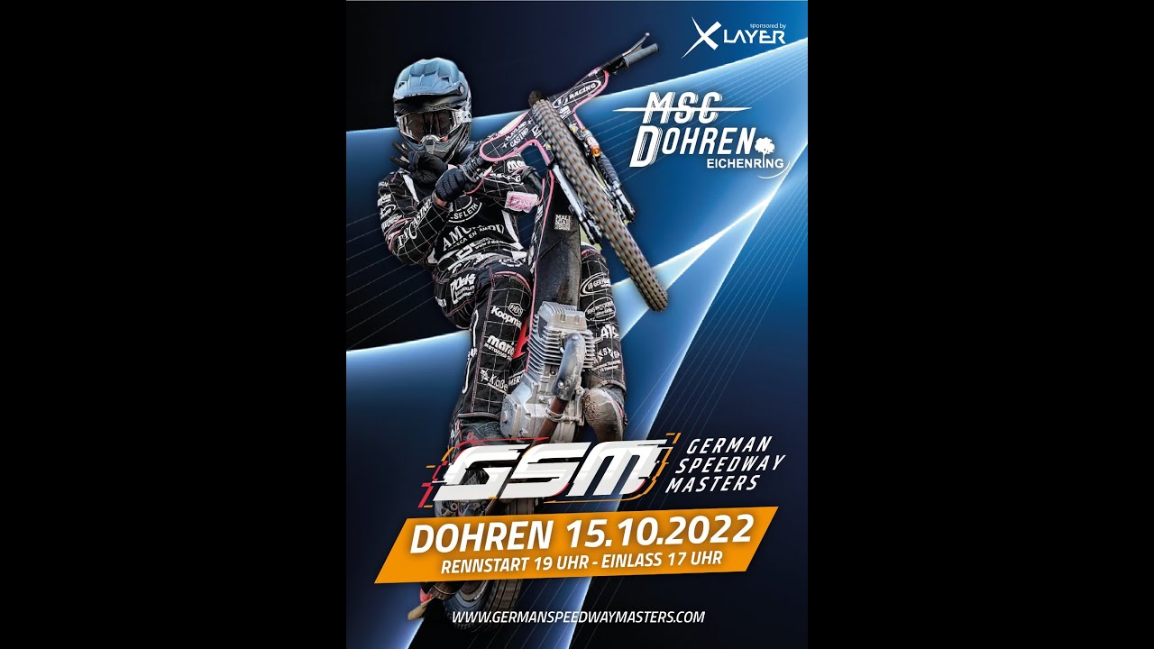 German Speedway Masters - 15.10.2022 Live aus Dohren - Start des Streams 18:45 UHR