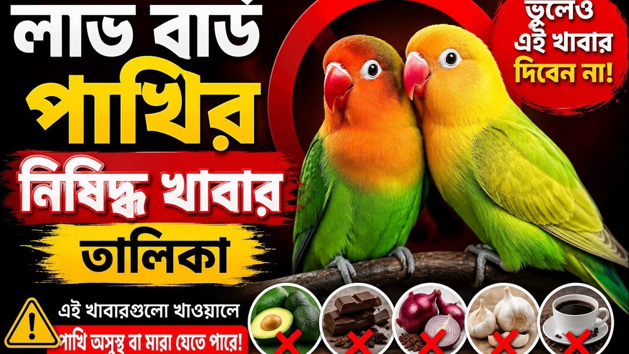 লাভ বার্ড পাখির জন্য নিষিদ্ধ খাদ্য তালিকা | যে খাবারগুলো পাখিকে খেতে দেওয়া যাবে না | Lovebird Toxins