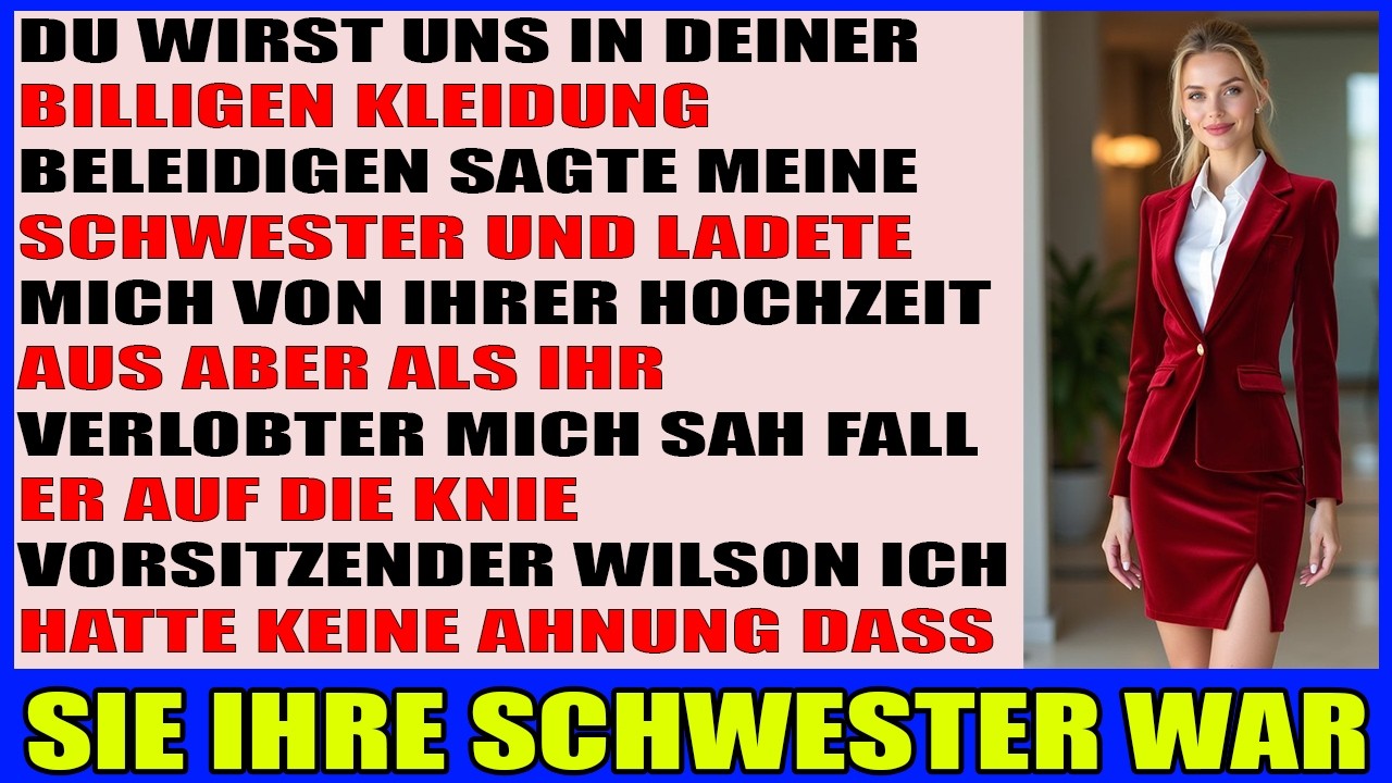 Schwester verbot mir ihre Hochzeit wegen armen Aussehens bis ihr Verlobter mich Chef nannte