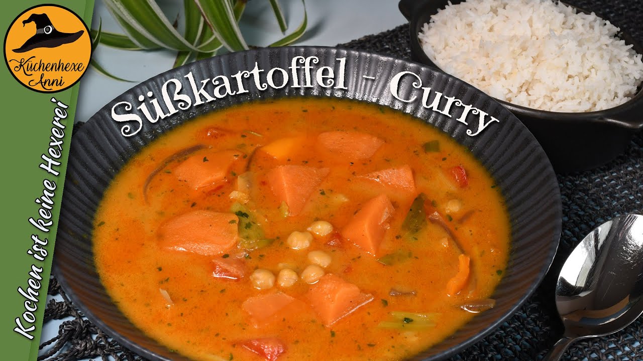 Exotisches Süßkartoffel Curry mit Reis ( Vegetarisch )
