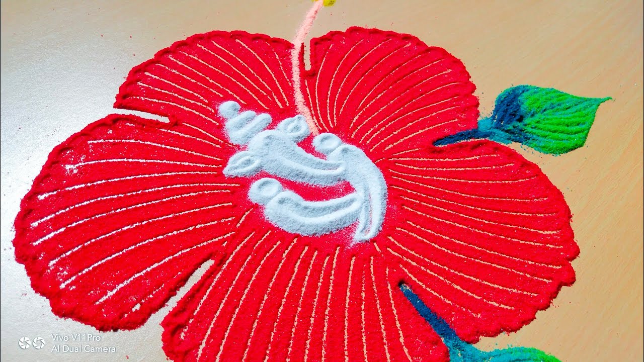 #224 🌺ganesh chaturthi rangoli 2024🌺hibiscus flower rangoli🌺ganpati rangoli