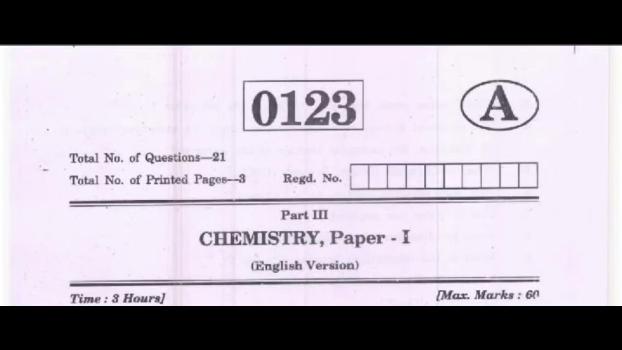 TS -Inter 1st Year Chemistry Question paper 2026 | IPE intermediate 1st year Chemistry paper 2026