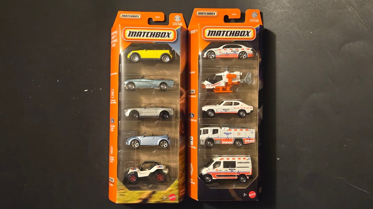 Распаковка 5 упаковок Matchbox - Rescue V - Convertible Dreams