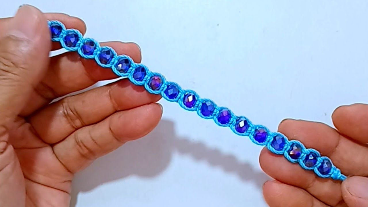 EASY SIMPLE CRYSTAL BEADS BRACELET TUTORIAL, CARA MEMBUAT GELANG BENANG MOTE KRISTAL