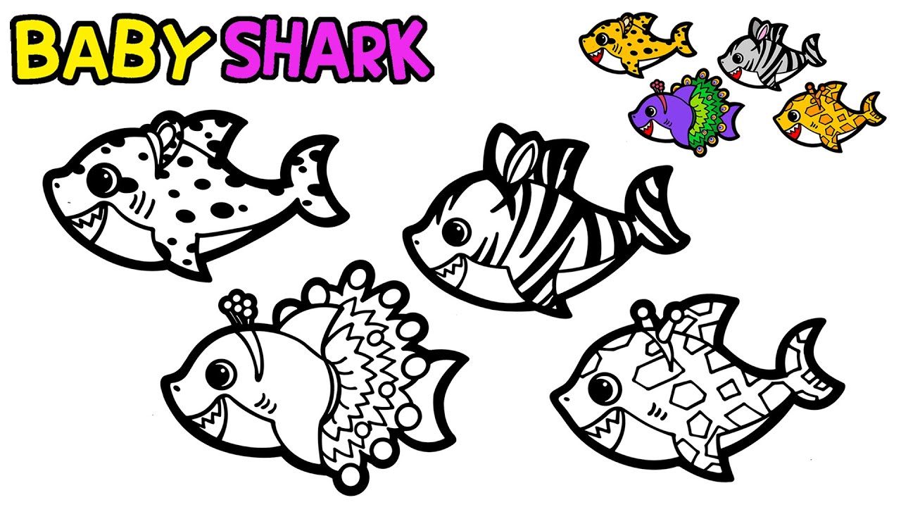 How to Draw a Transformed Baby Shark 아기상어 변신놀이 - 치타/얼룩말/기린/공작새 #아기상어그리기 #babyshark #menggambar