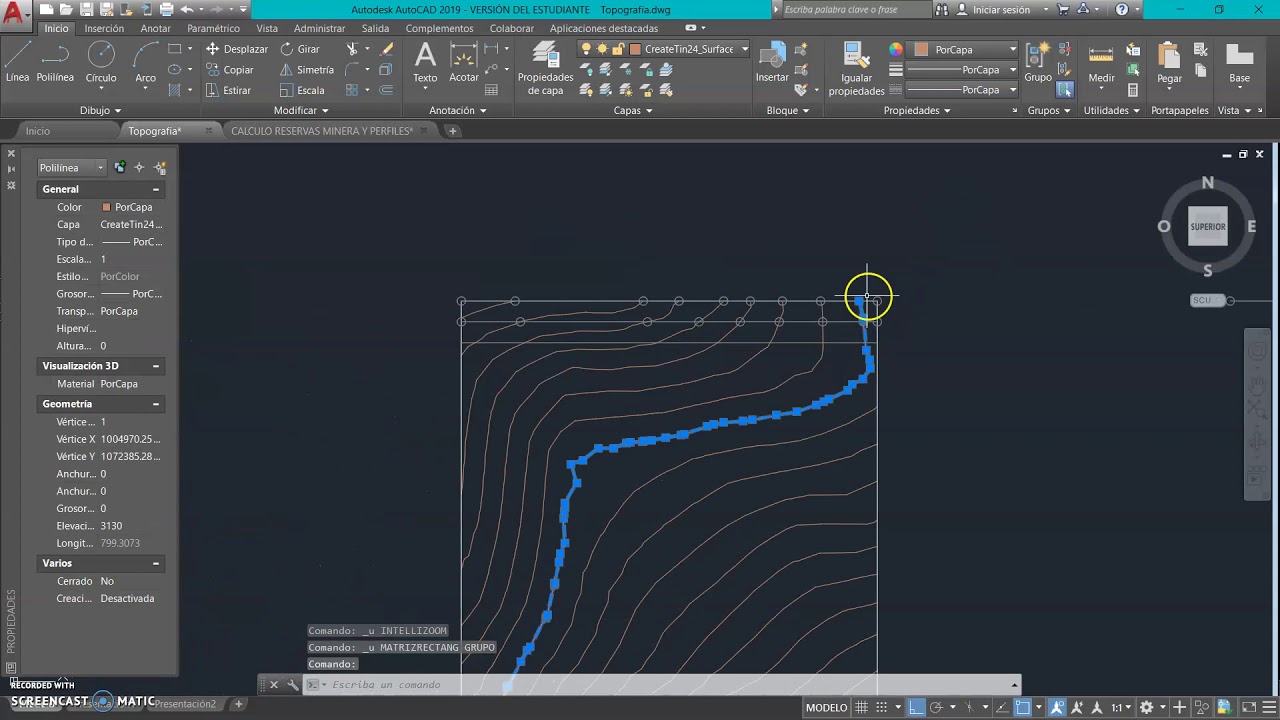 Calculo de Reservas mineras mediante perfiles AutoCAD: PARTE 1