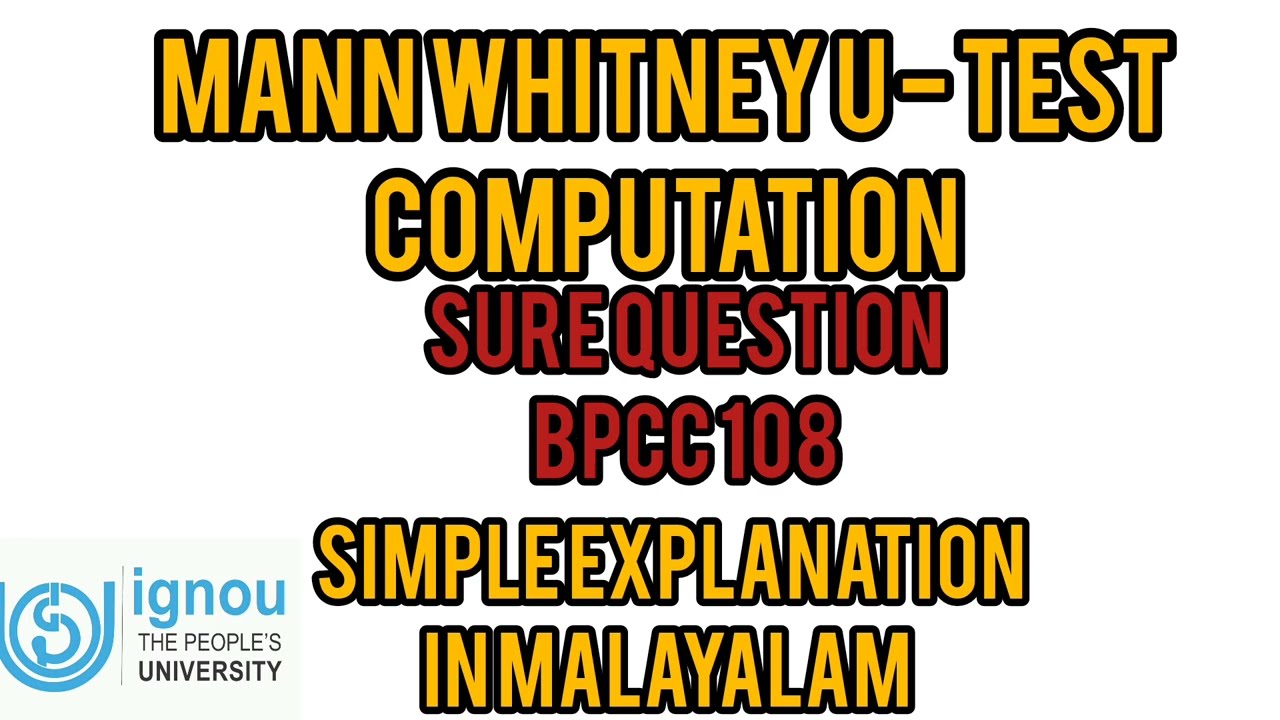 Mann Whitney u - test simple Computation#ignou #bpcc#exam