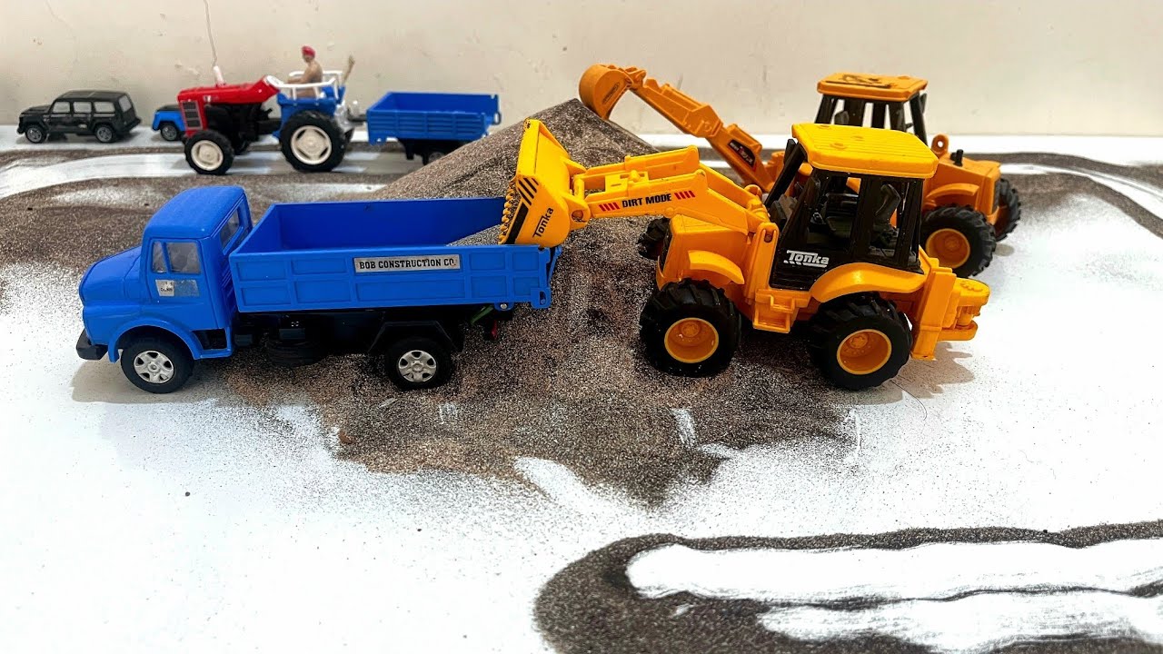 PLAYING VEHICLE TOYS IN SAND | मिट्टी 🚚  मे भरेंगे JCB से | TRUCK TRACTOR AND JCB FOR KIDS