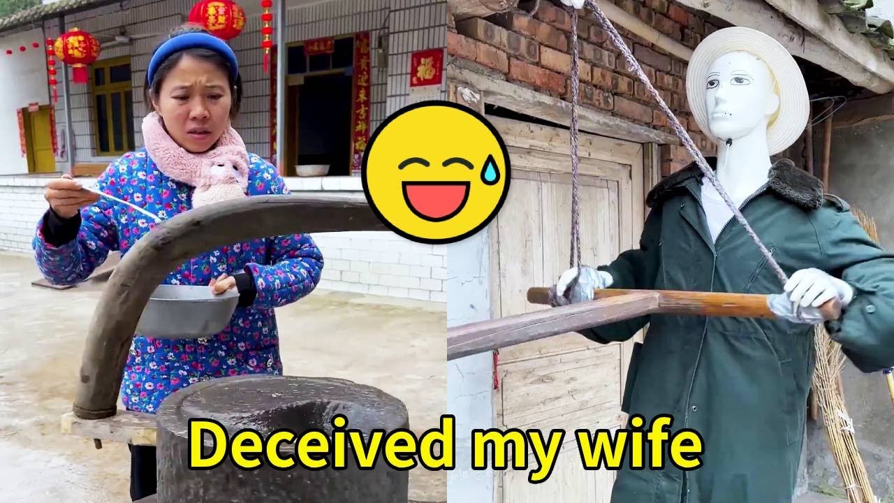 He used a dummy to trick his wife so he could sneak out to have fun #funny #couple