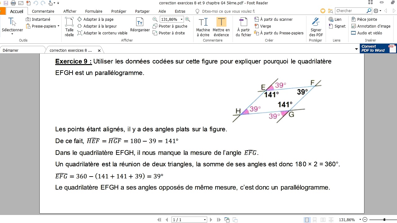 corrigé exercices 8 et 9 parallélogrammes