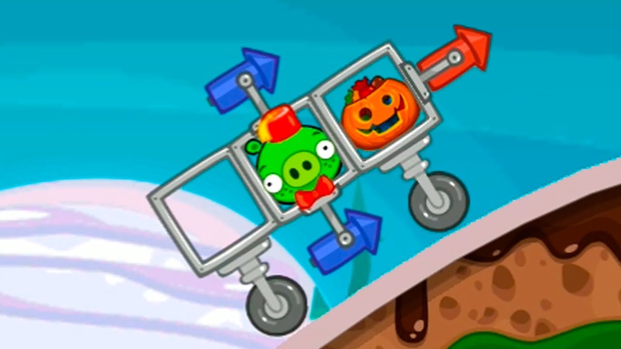 ЗИМНИЙ ХЭЛЛОУИН - Самолетик с тыквами в Bad Piggies с энгри бердс #22 на канале машинки кида