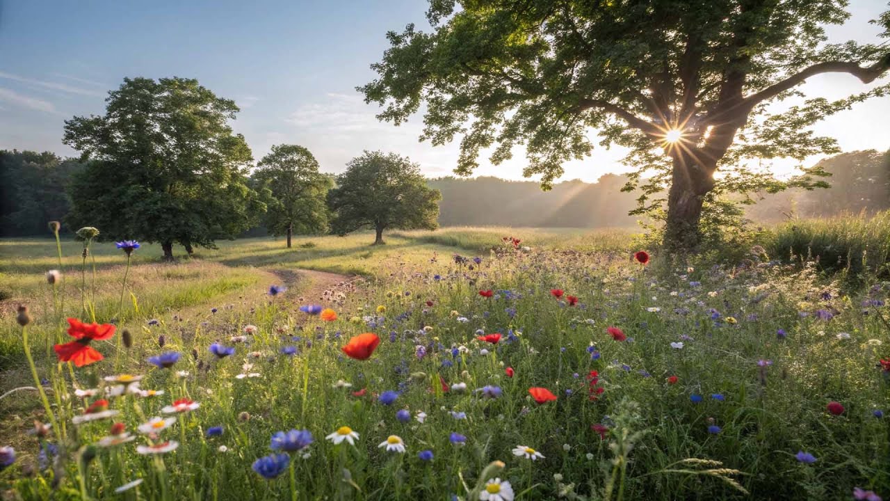 English Countryside in Spring with a view across a valley
