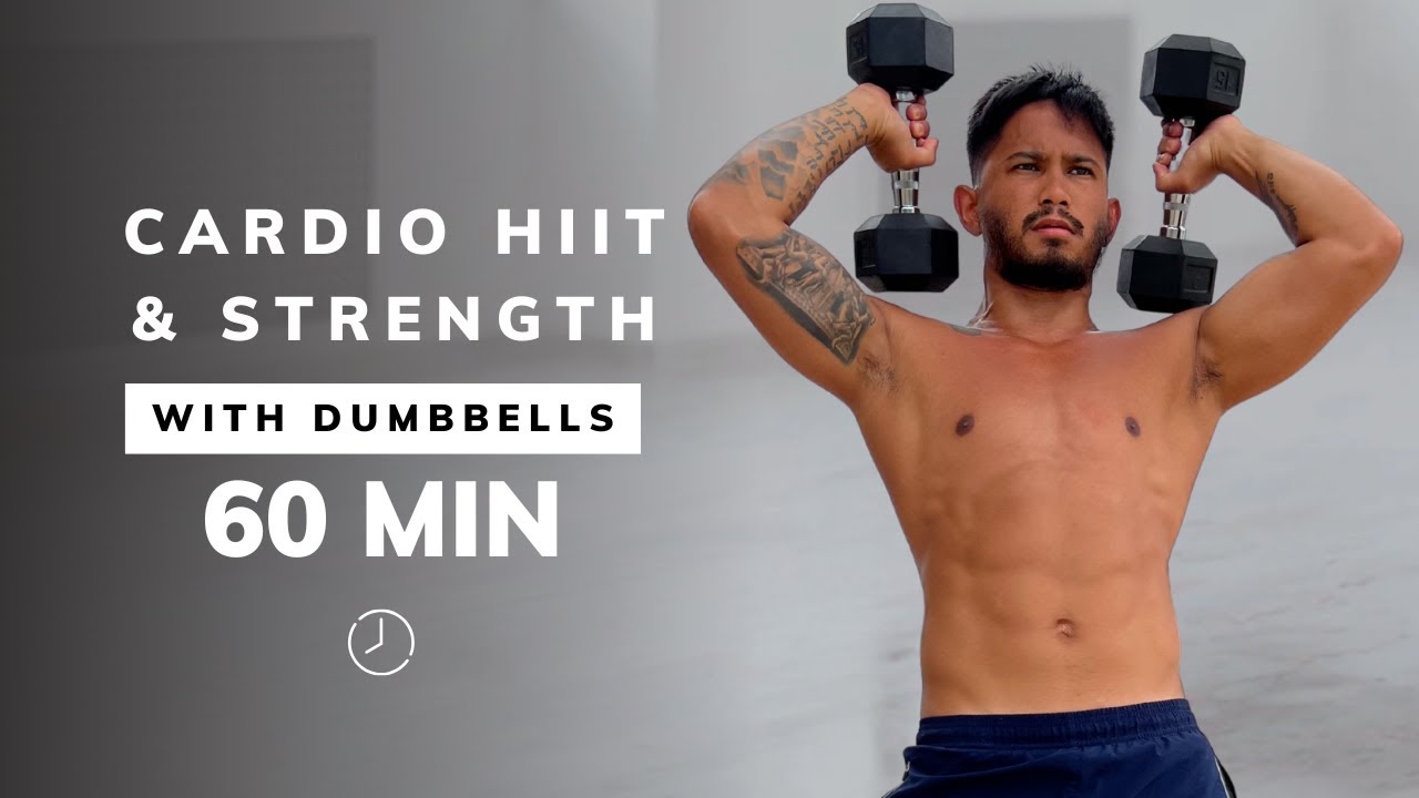 60 Min CARDIO HIIT + WEIGHTS | Full Body Cardio | With Dumbbells | No Repeats