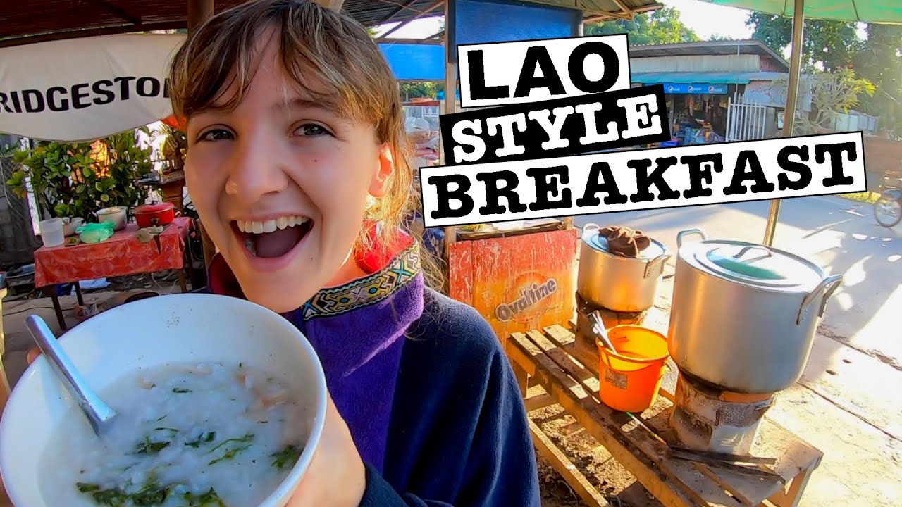 Early Morning Breakfast in our Lao Village | Trying Lao Style Congee