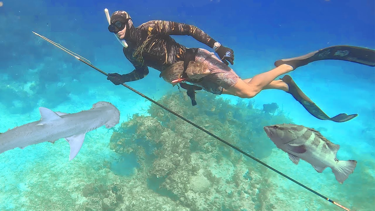 Primitive SPEARFISHING in the Bahamas | Polespear & Sling!