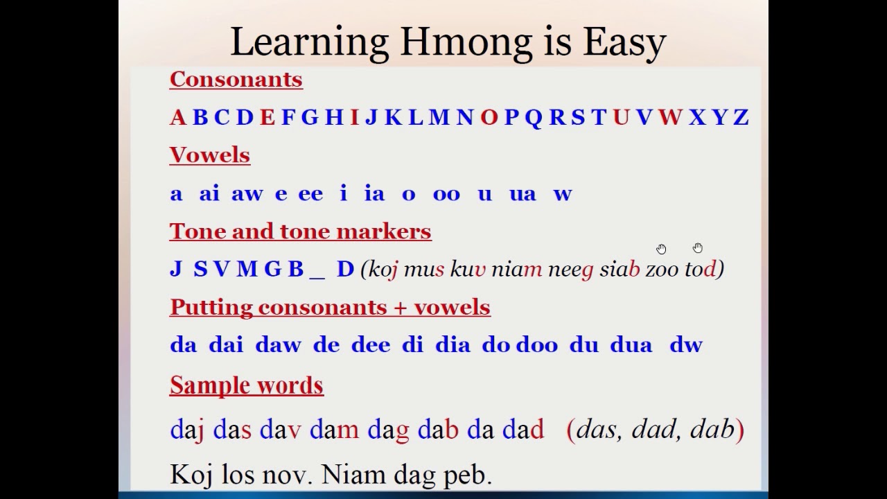 Learning Hmong is Easy