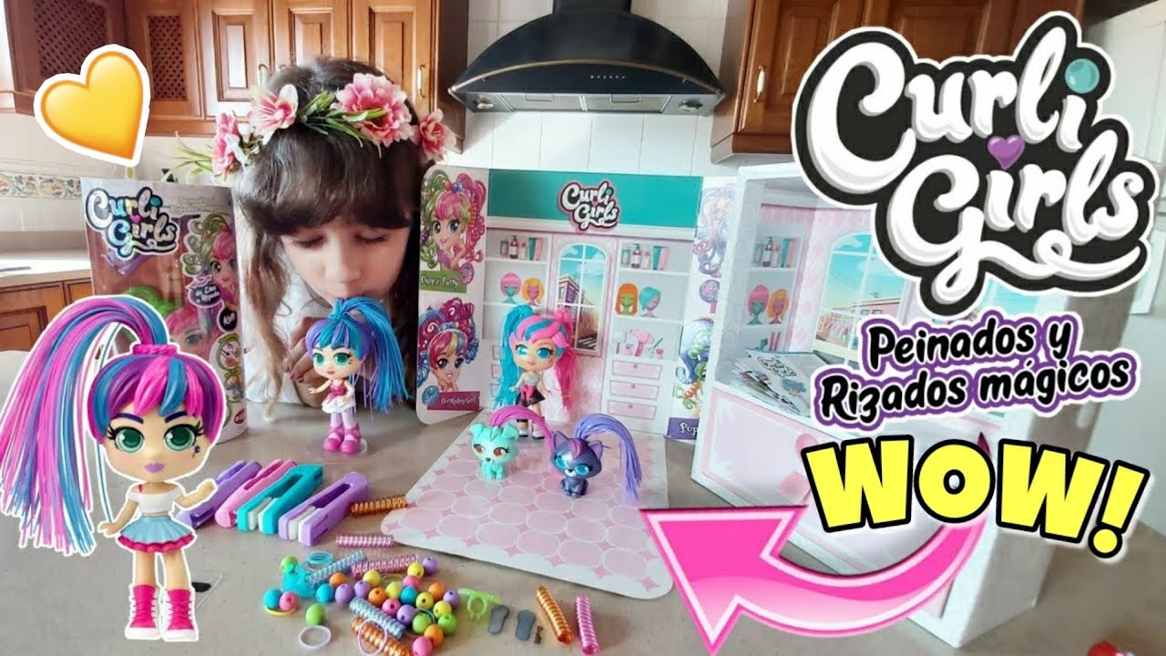 Mu&ntilde;ecas Curligirls peinados m&aacute;gicos de liso a rizado | Mu&ntilde;ecas para peinar | 🌟  Valeria Luis