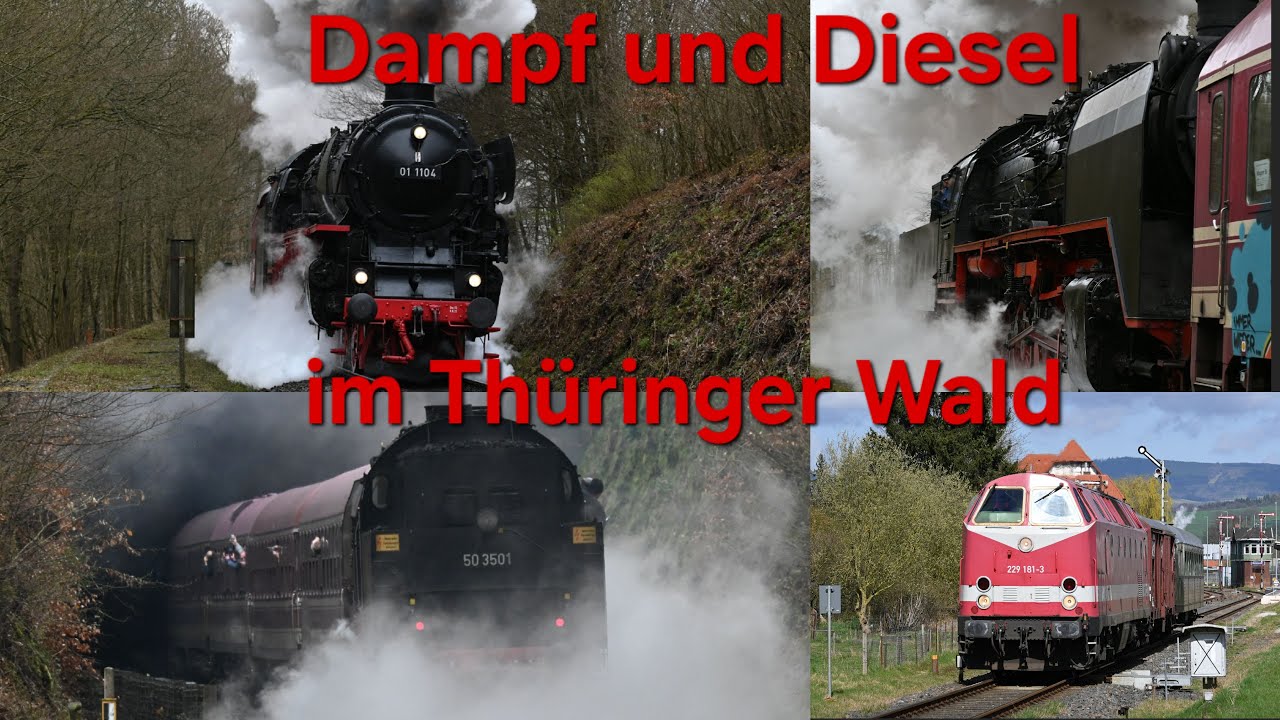 01 1104 mit 50 3501 und 229 181 Dampf + Diesel im Thüringer Wald