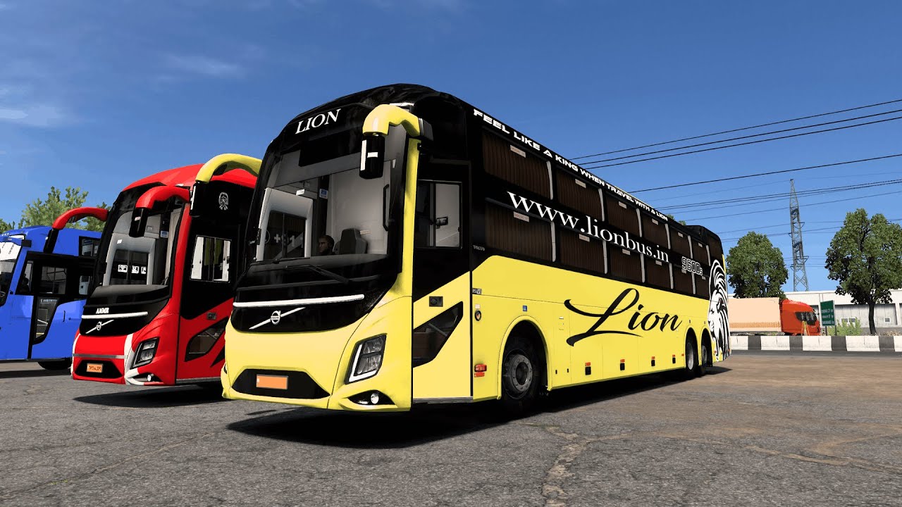 LION TRAVELS NEW VOLVO 9600S B8R AC SLEEPER BUS CRUISING IN HIGHWAYS | EURO TRUCK SIMULATOR 2
