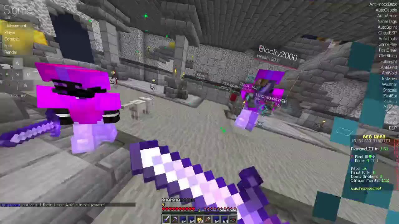 Hacker vs 40 Players || Bedwars Castle - Sigma 5.0 Compilation
