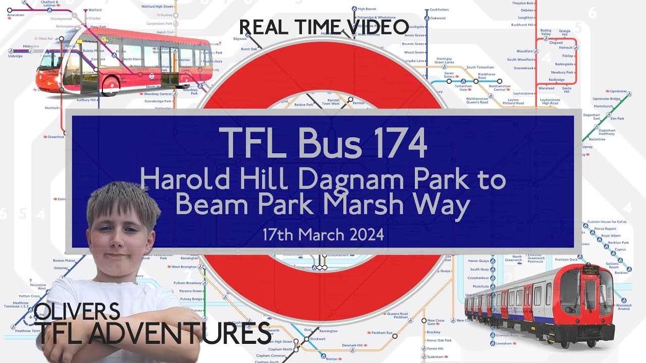 TFL BUS ROUTE 174 - Harold Hill Dagnam Park To Beam Park Marsh Way - 17th March 2024 - Full Journey