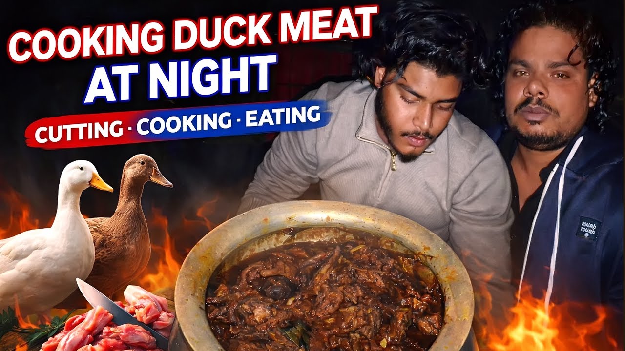 গ্রামের রাতে হাঁসের মাংস রান্না 🌙🦆 | Night Village Duck Cooking | Deshi Food  | ar vlog