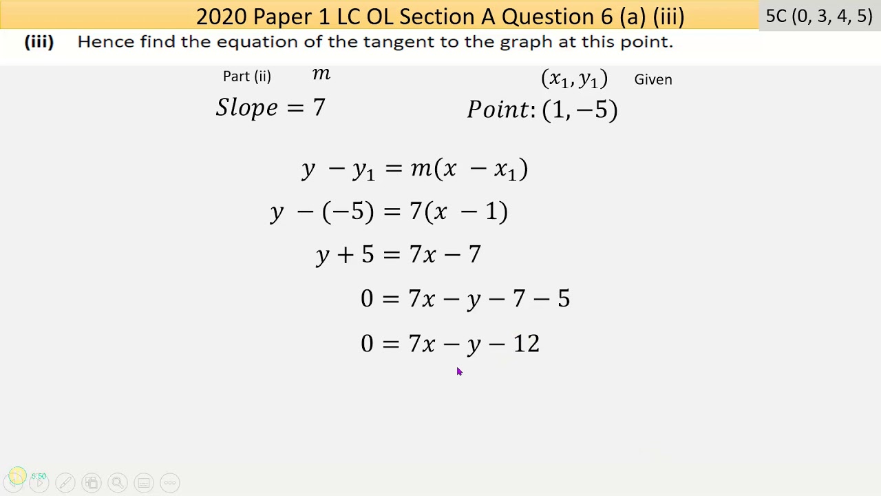 Maths screencast 2020 Paper 1 LC OL Question 6
