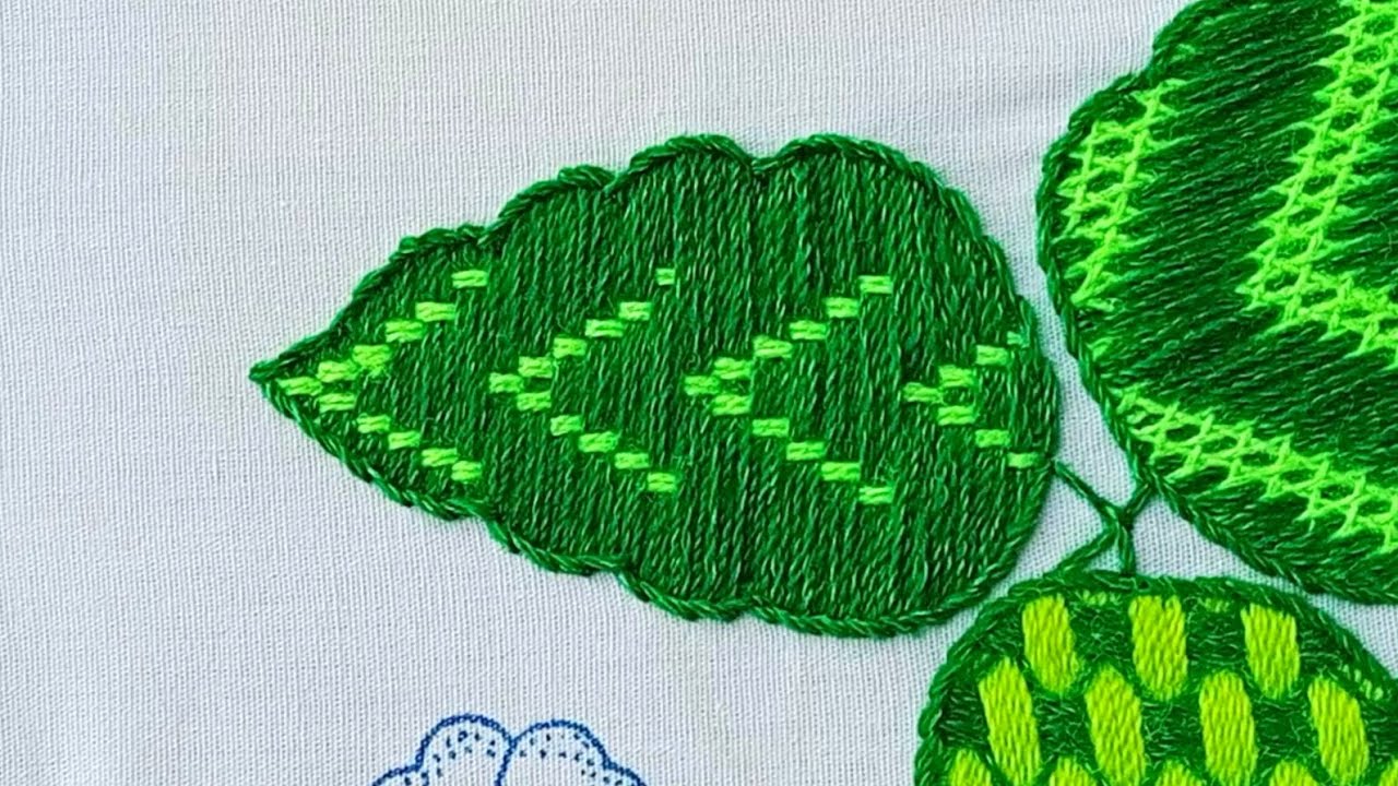 hoja#77🌿Idea super hermosa para bordar hojas o pétalos de flores 