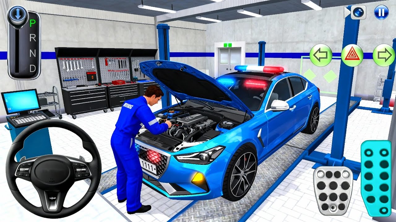 New Blue Mercedes Police Car Repair in Auto Shop - 3D Driving Class 2026 - Android Gameplay