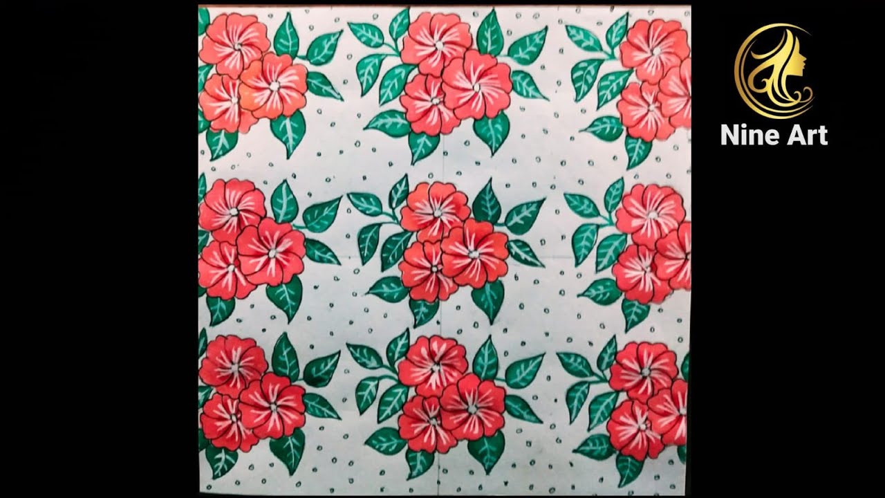How to painting with drawing a widespread floral pattern //