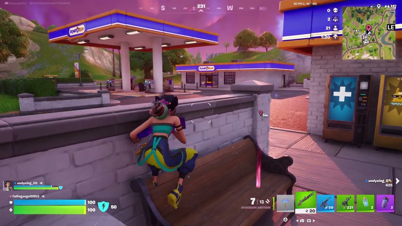 Fortnite chilling at a gas station