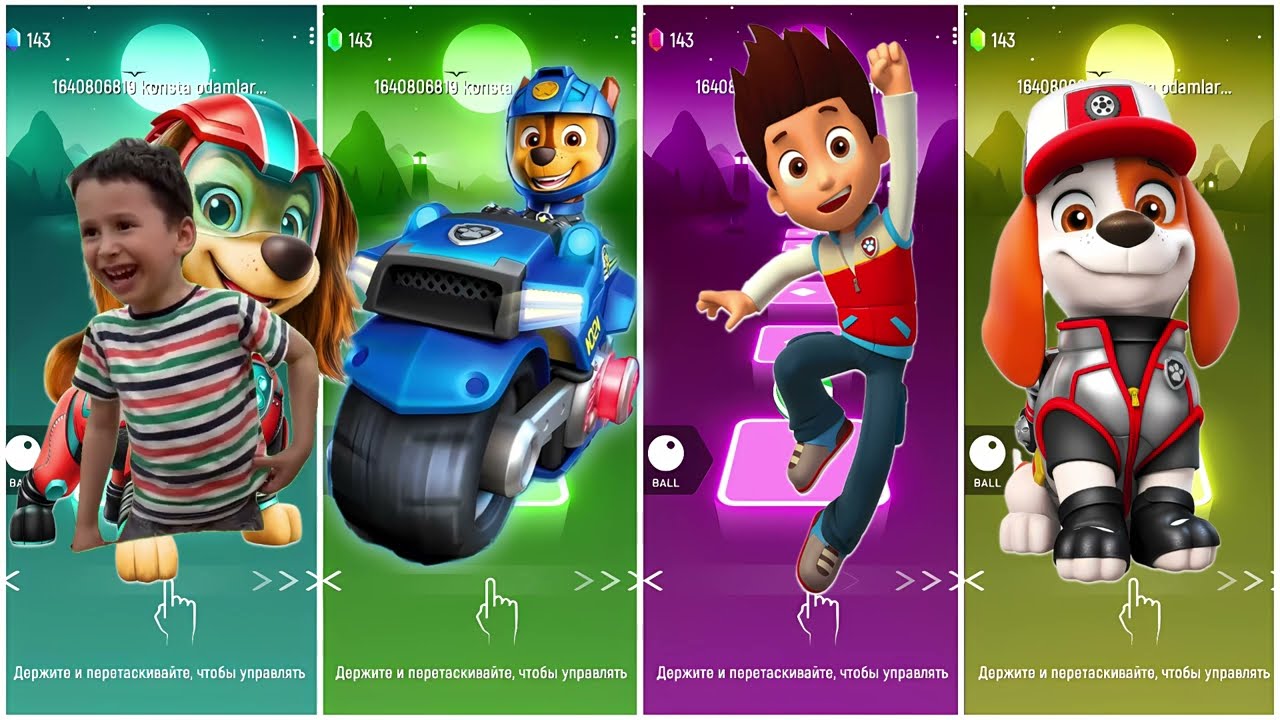 Ryder VS Rubble VS Marshall VS Paw Patrol - Tiles Hop EDM Rush