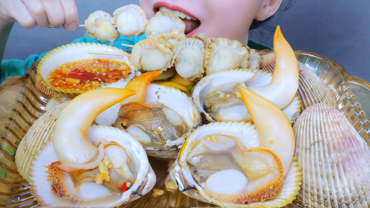 ASMR BOILED POSITIVE SHELLFISH X SCALLOP , EATING SOUNDS | LINH-ASMR