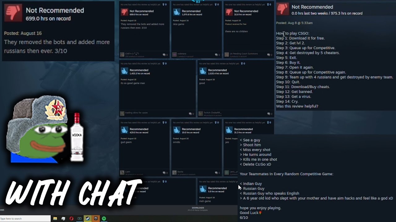 Lirik watching Steam CS:GO reviews