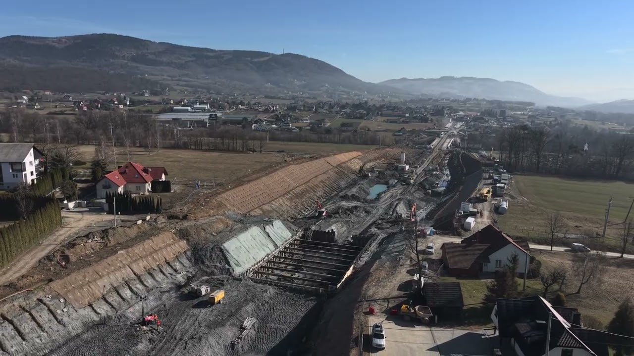 Postęp prac przy budowie linii kolejowej Chab&oacute;wka-Nowy Sącz odcinek Mecina.05.03.2026 #mecina #cpk