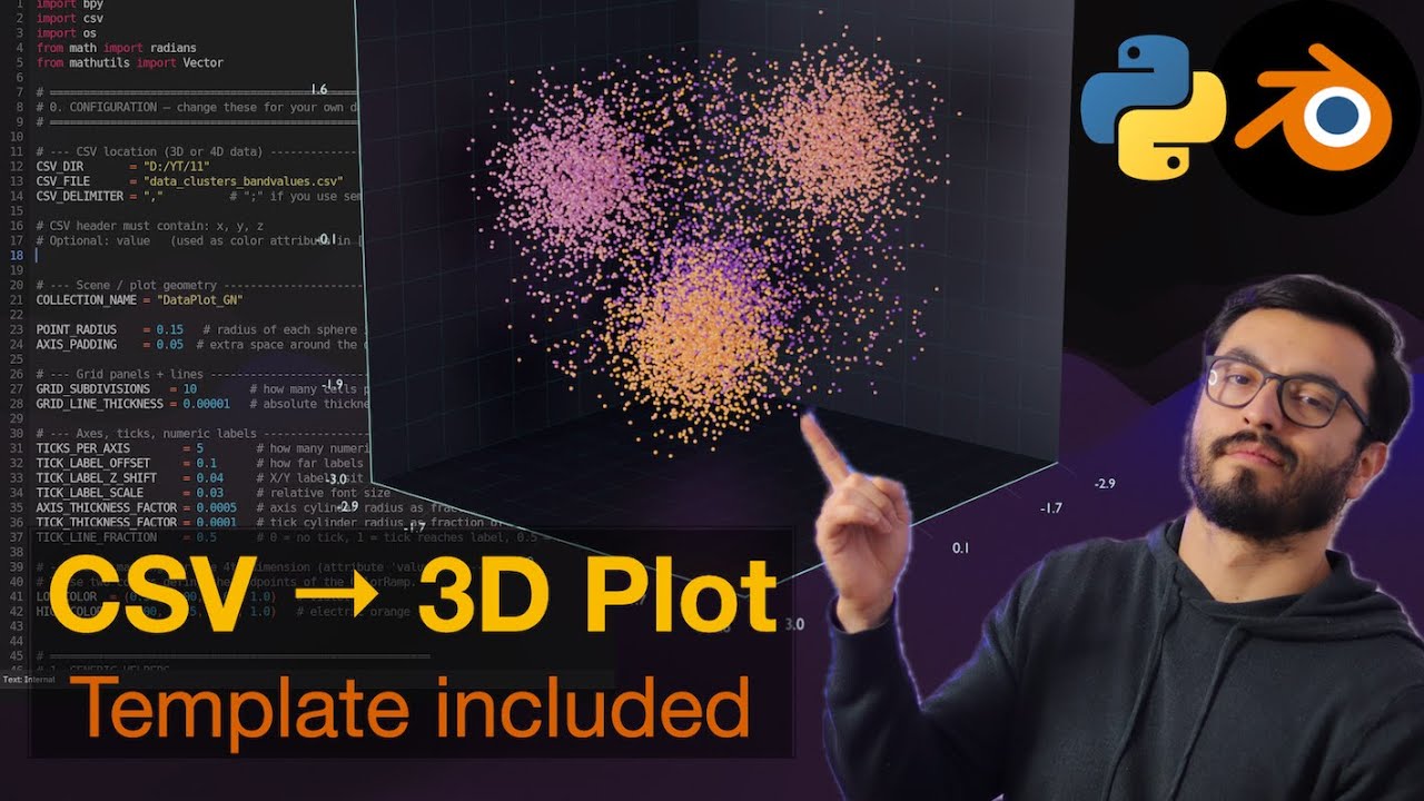 Blender 4.x + Python: превращаем любой CSV-файл в кинематографическую 3D-диаграмму рассеяния