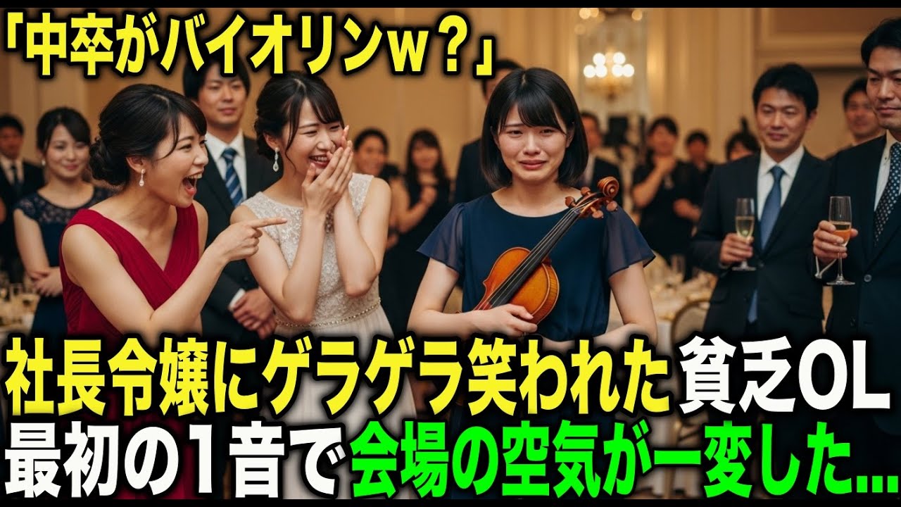 「中卒がバイオリン？身の程を知りなさいよｗ」創立記念パーティーで重役の前に晒された貧乏OL…最初の1音で会場の空気が一変した...