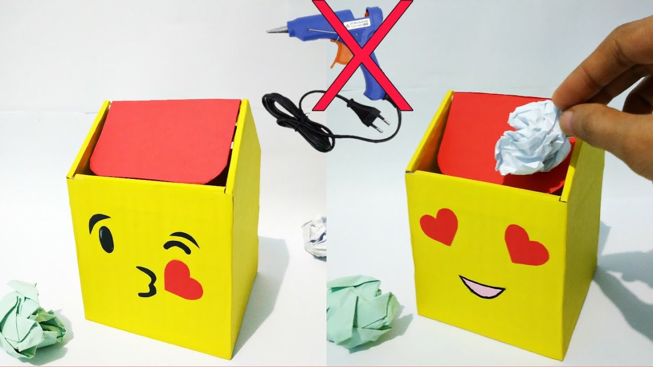 Ide Kreatif Tempat Sampah Mini dari Kardus Bekas | Easy Cute Trash bin From Cardboard