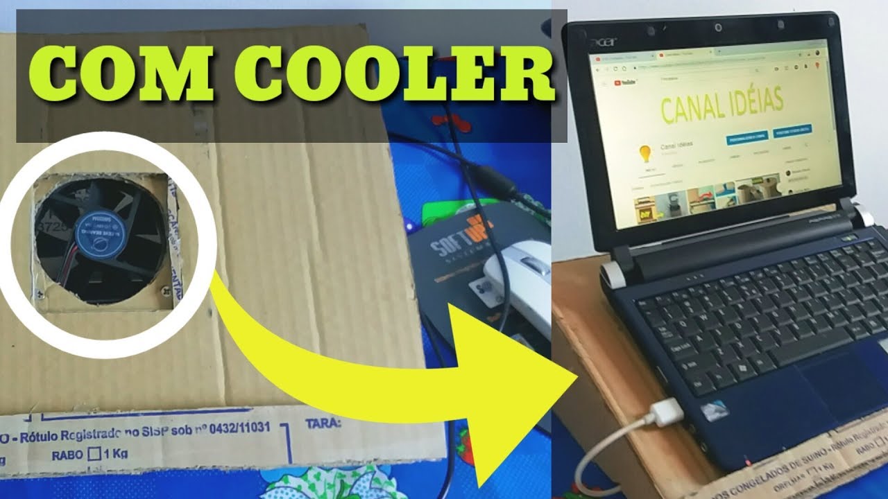 DIY | FAÇA SEU SUPORTE PARA NOTEBOOK DE PAPELÃO COM COOLER | (Caseiro)