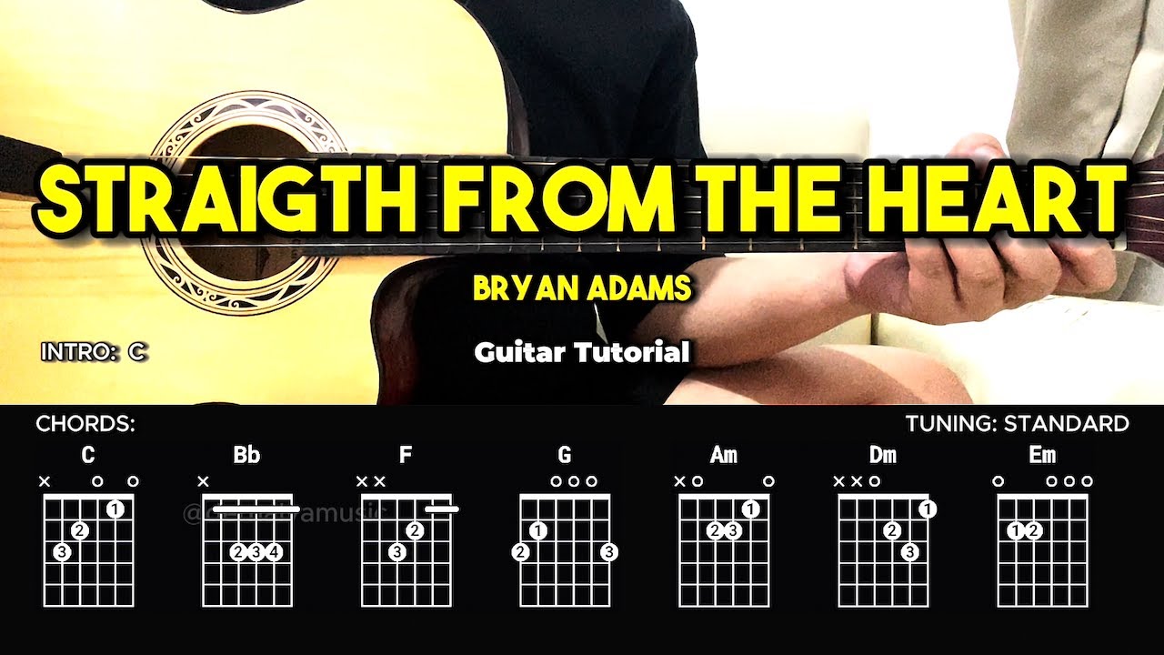 Straight From The Heart - Bryan Adams | Easy Guitar Tutorial For Beginners (CHORDS & LYRICS)