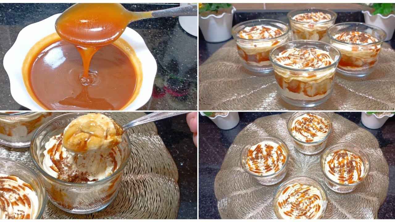تحلية رمضانية 🌜 رائعة بالكراميل 😋مع طريقة تحضير الكراميل ناجح وسهل 👌هاذي التحلية راجلك يهبل عليها 😍