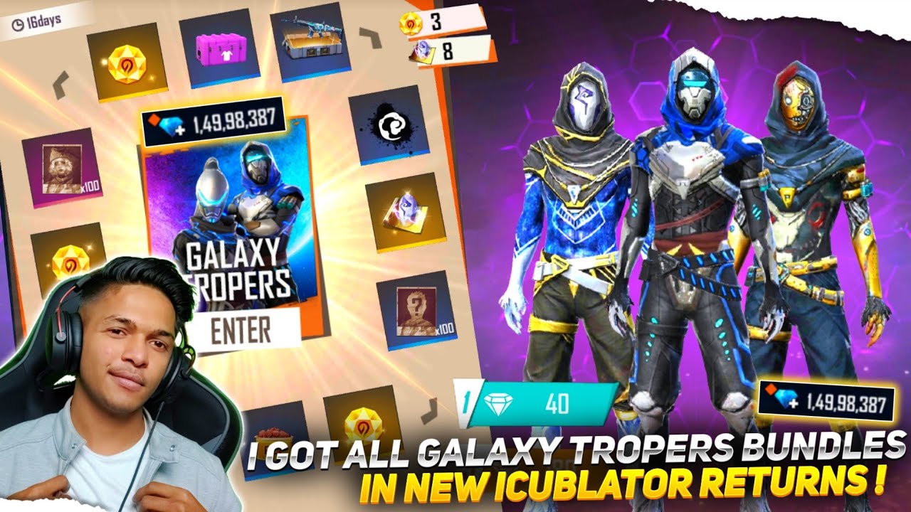 New Galaxy Troopers Incubator I Got Star Crystal Bundle & New Silvery Beast Bundle Garena Free Fire