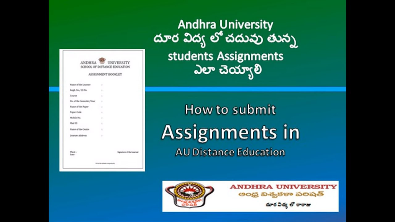 How to submit Assignments || Andhra University School of Distance Education || AY22 batch students