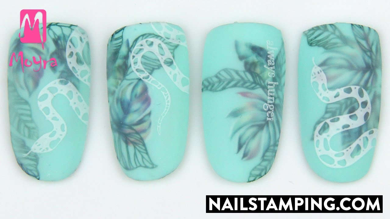 Sticker and stamping nail art in summer atmosphere (nailstamping.com)