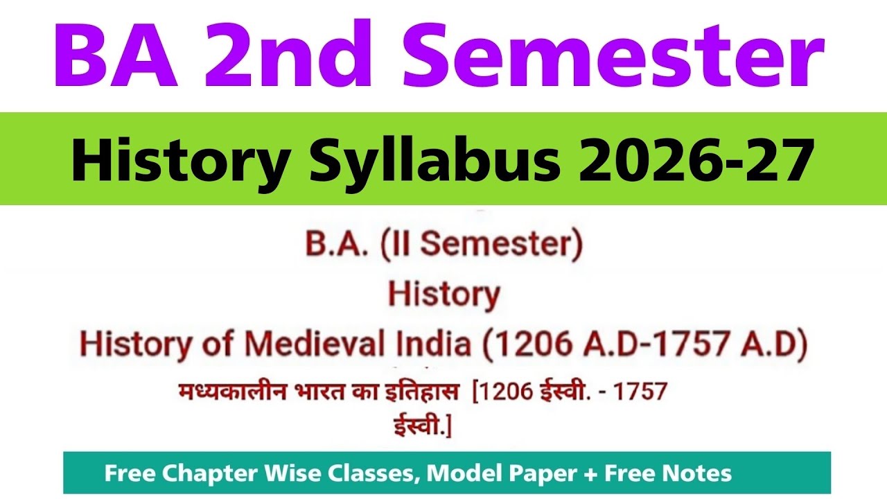 ba 2nd semester history syllabus 2026 | history of medieval india 1206 to 1757 a.d ba 2nd semester